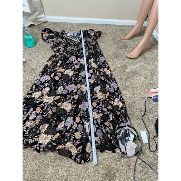 Maurices dress black floral print tiered faux button up V-neck lightweight SZ XL - Picture 12 of 12